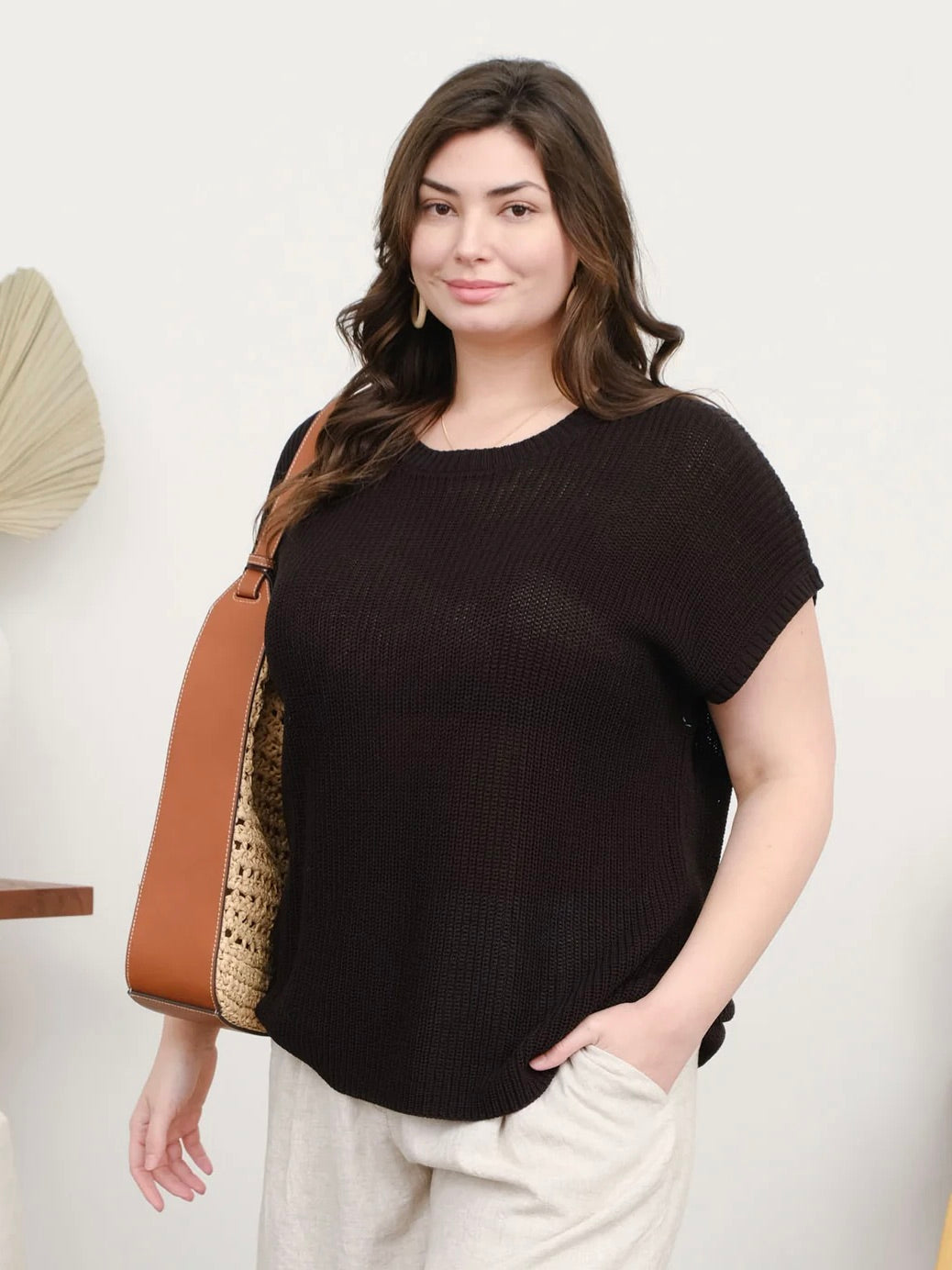 Rise Up Crochet Knit Top Extended Black