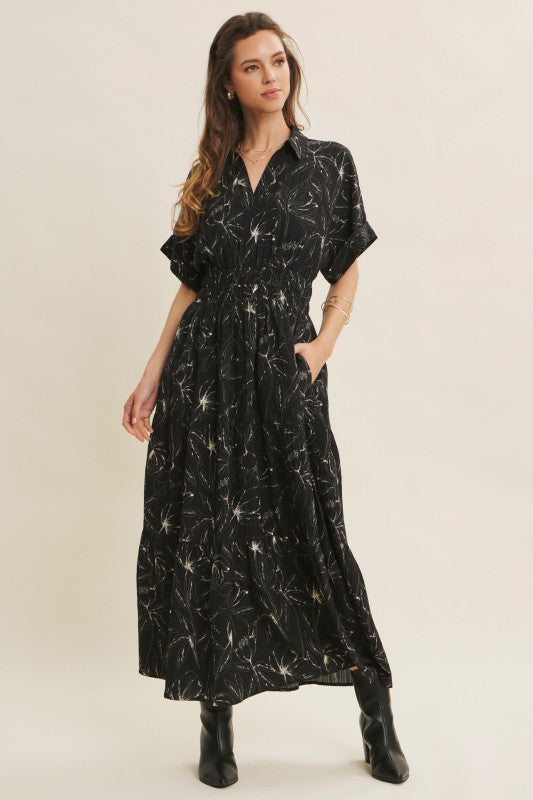 Living My Best Floral Tiered Maxi Dress Black