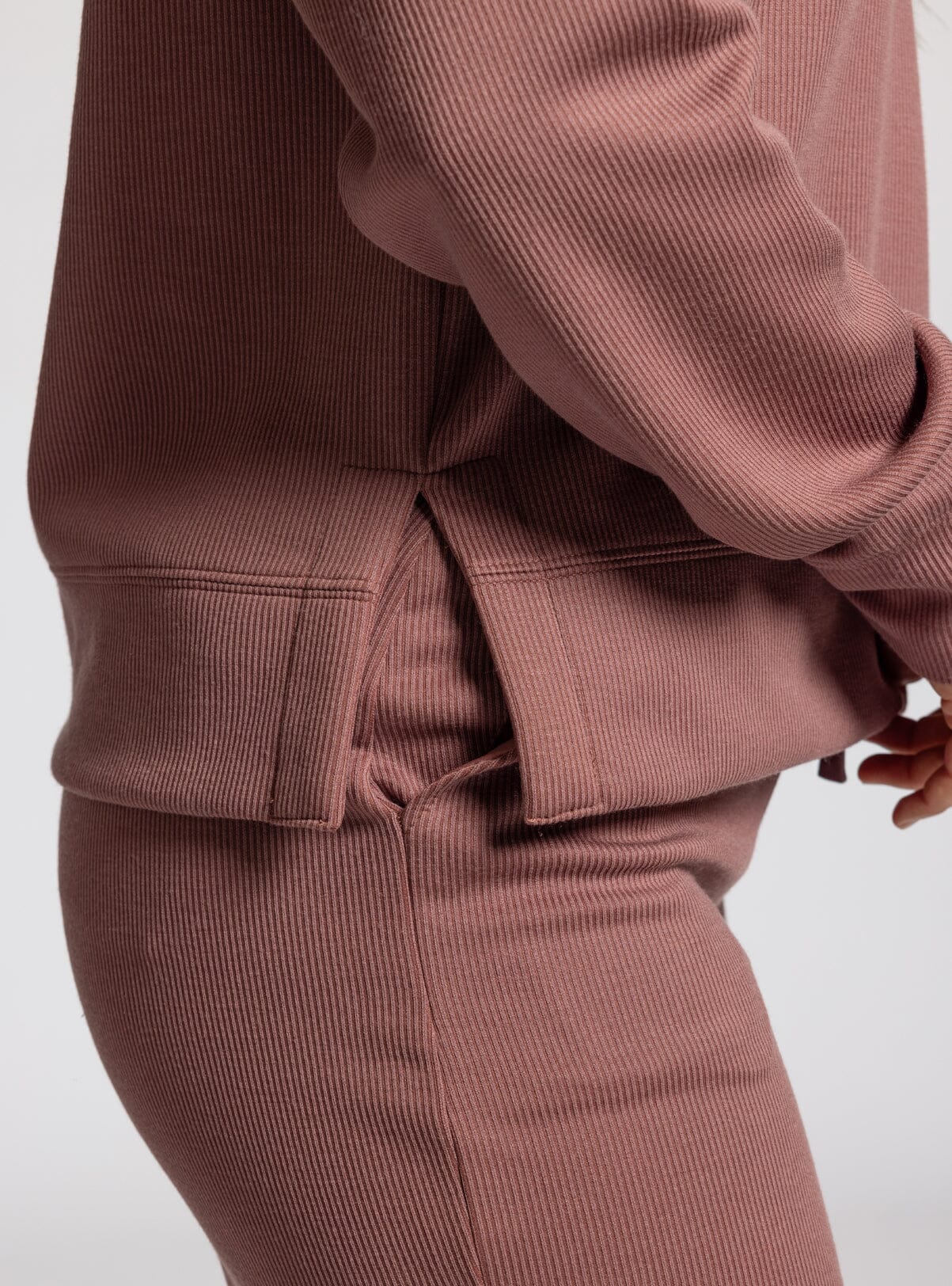 The Carly Ribbed Hoodie Rose Brown