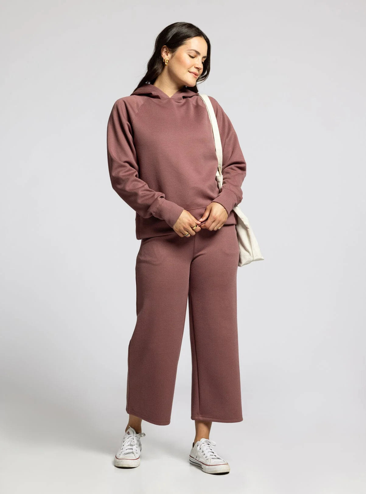 The Carly Ribbed Hoodie Rose Brown