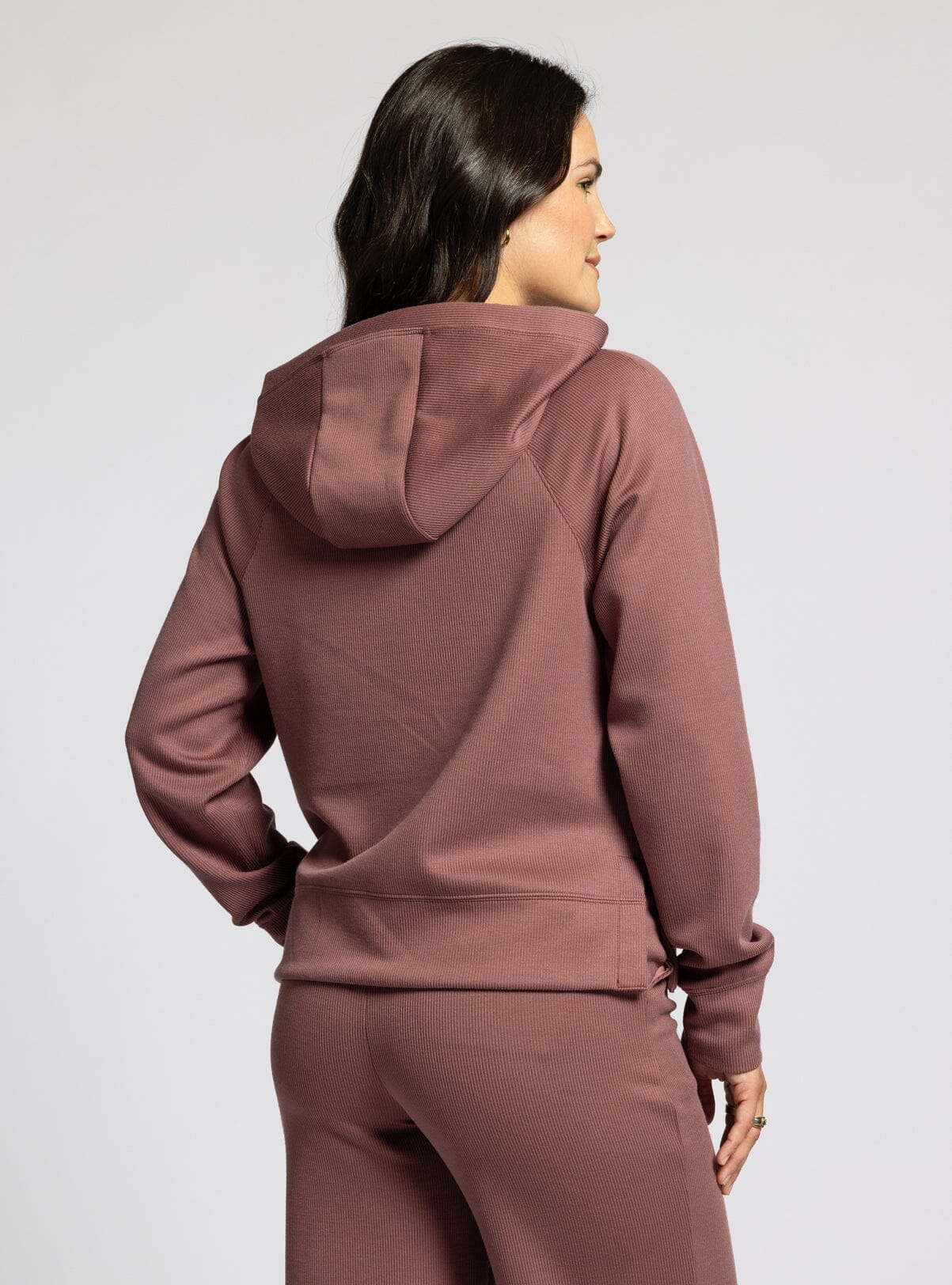 The Carly Ribbed Hoodie Rose Brown
