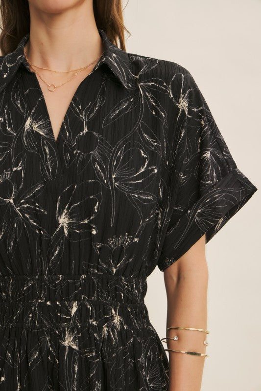 Living My Best Floral Tiered Maxi Dress Black