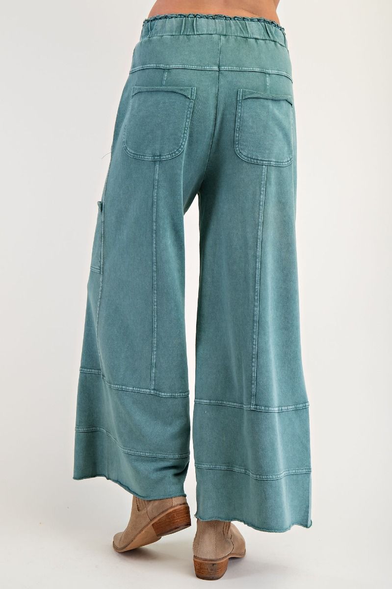 Seams To Me French Terry Wide Leg Pants Teal
