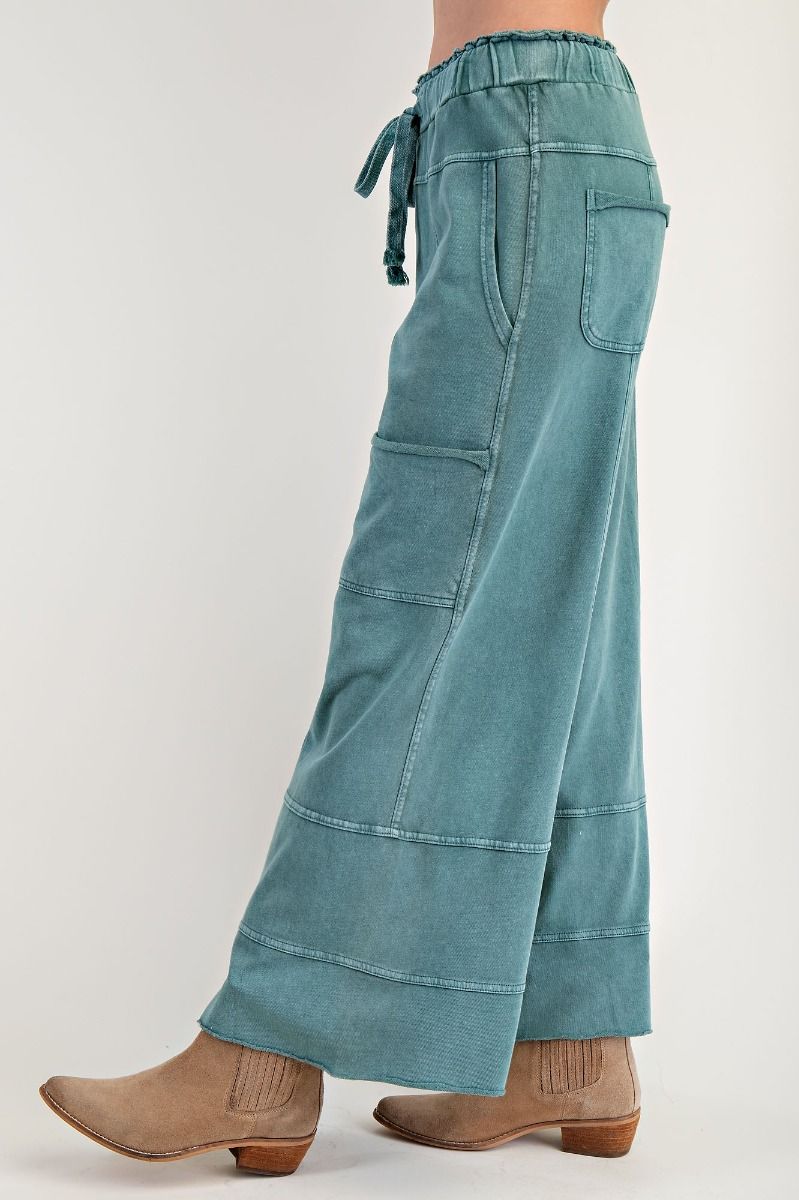 Seams To Me French Terry Wide Leg Pants Teal
