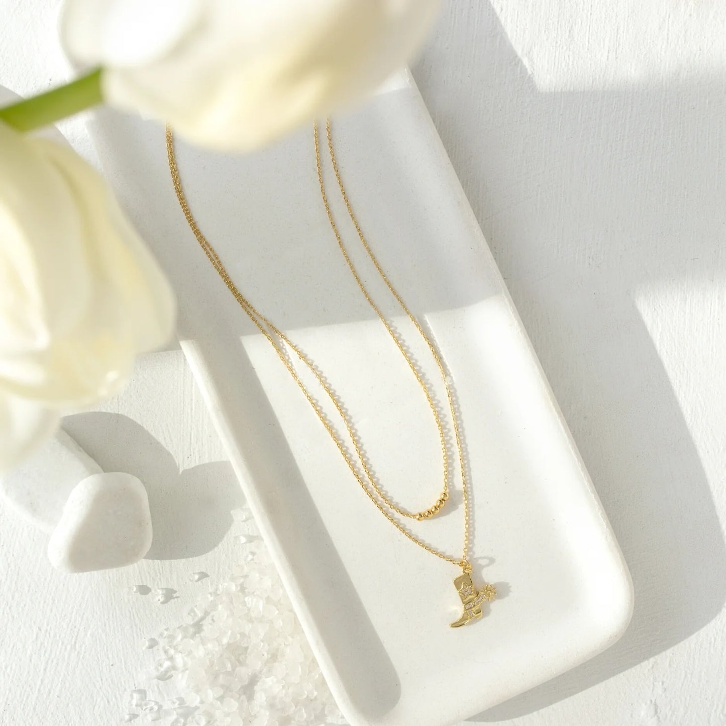 Glitzy Cowgirl Boot Layered Necklace