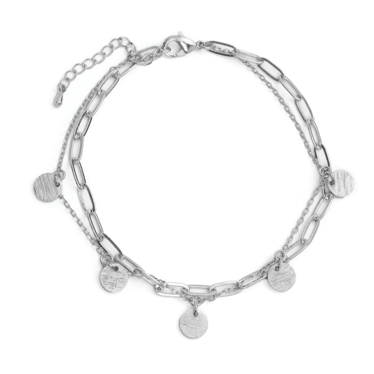 Delicate And Brushed Circle Bracelet Silver