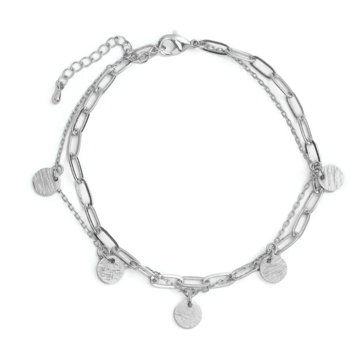 Delicate And Brushed Circle Bracelet Silver