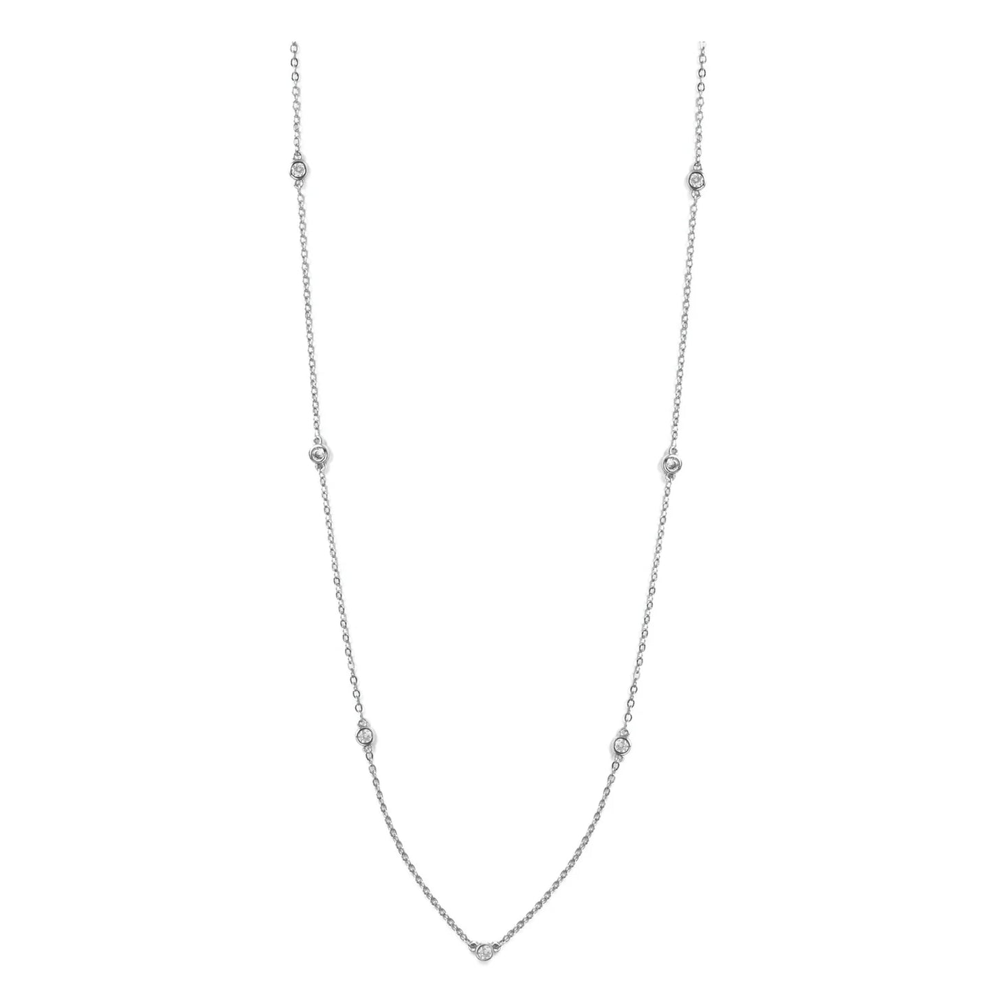 Dainty Accented Long Necklace Silver
