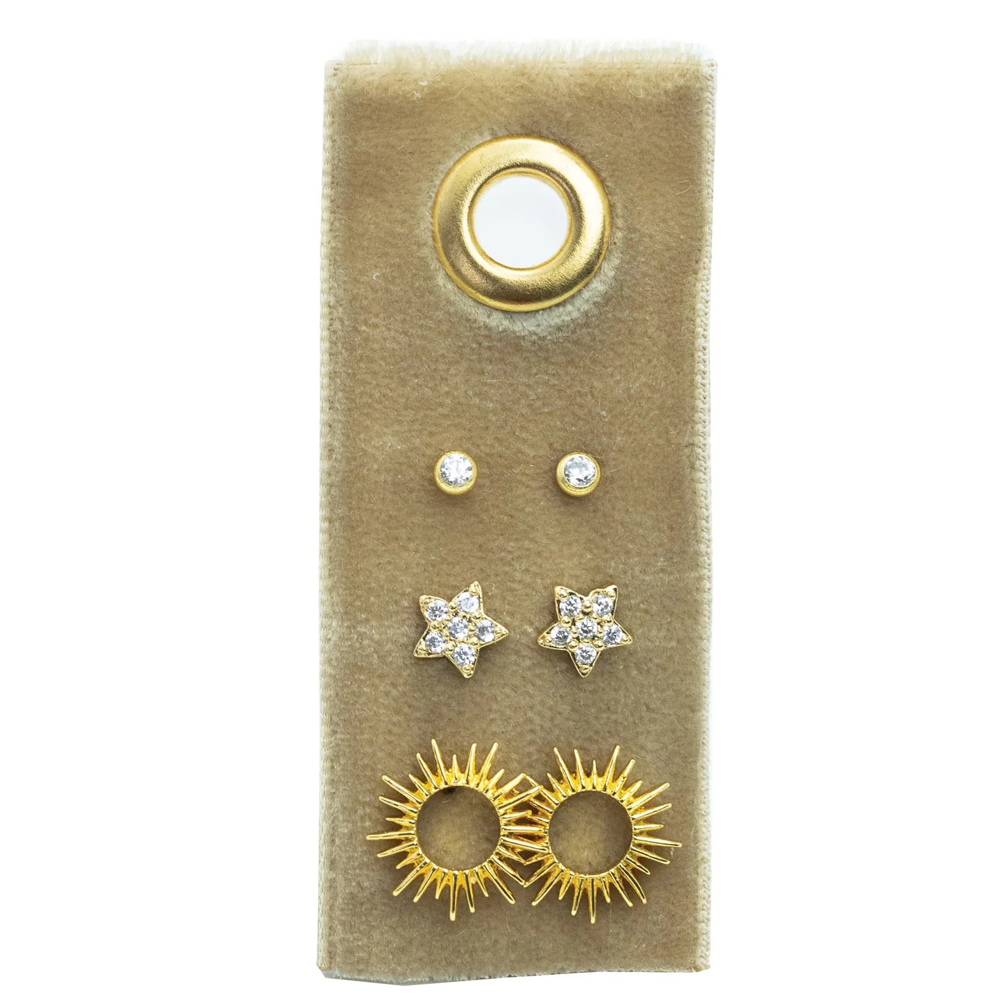Flower Velvet Stud Gift Set Gold
