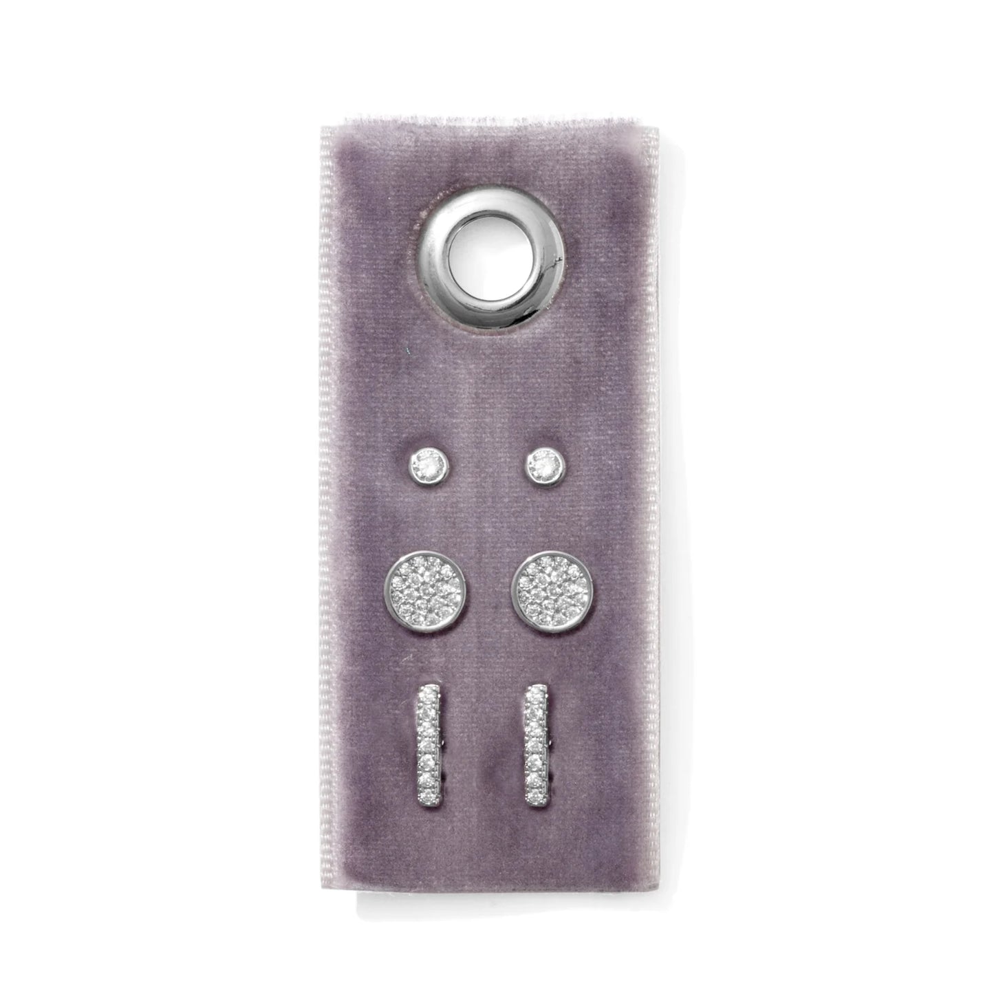 Pave Velvet Stud Gift Set Silver