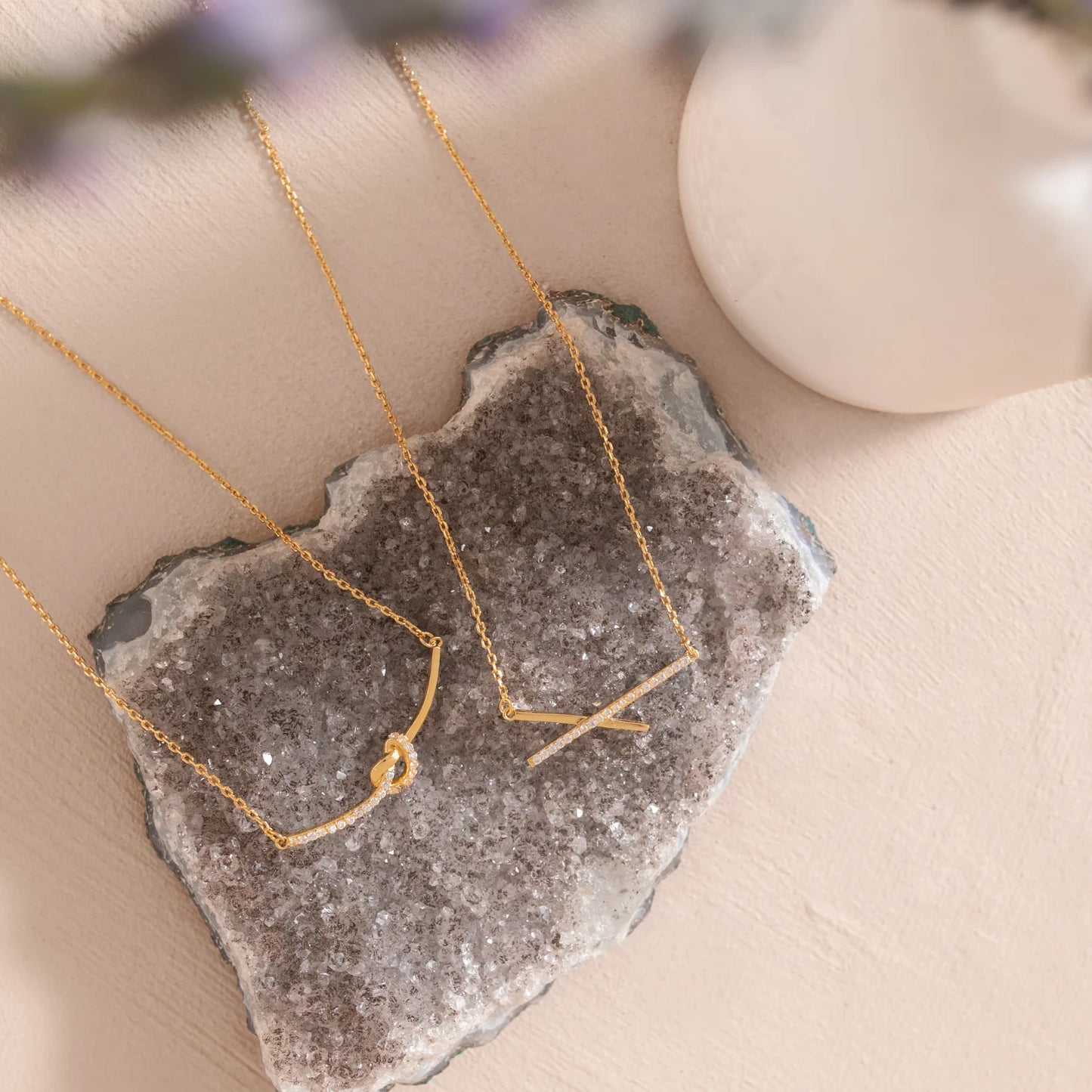 Delicate Pave Criss Cross Necklace Gold