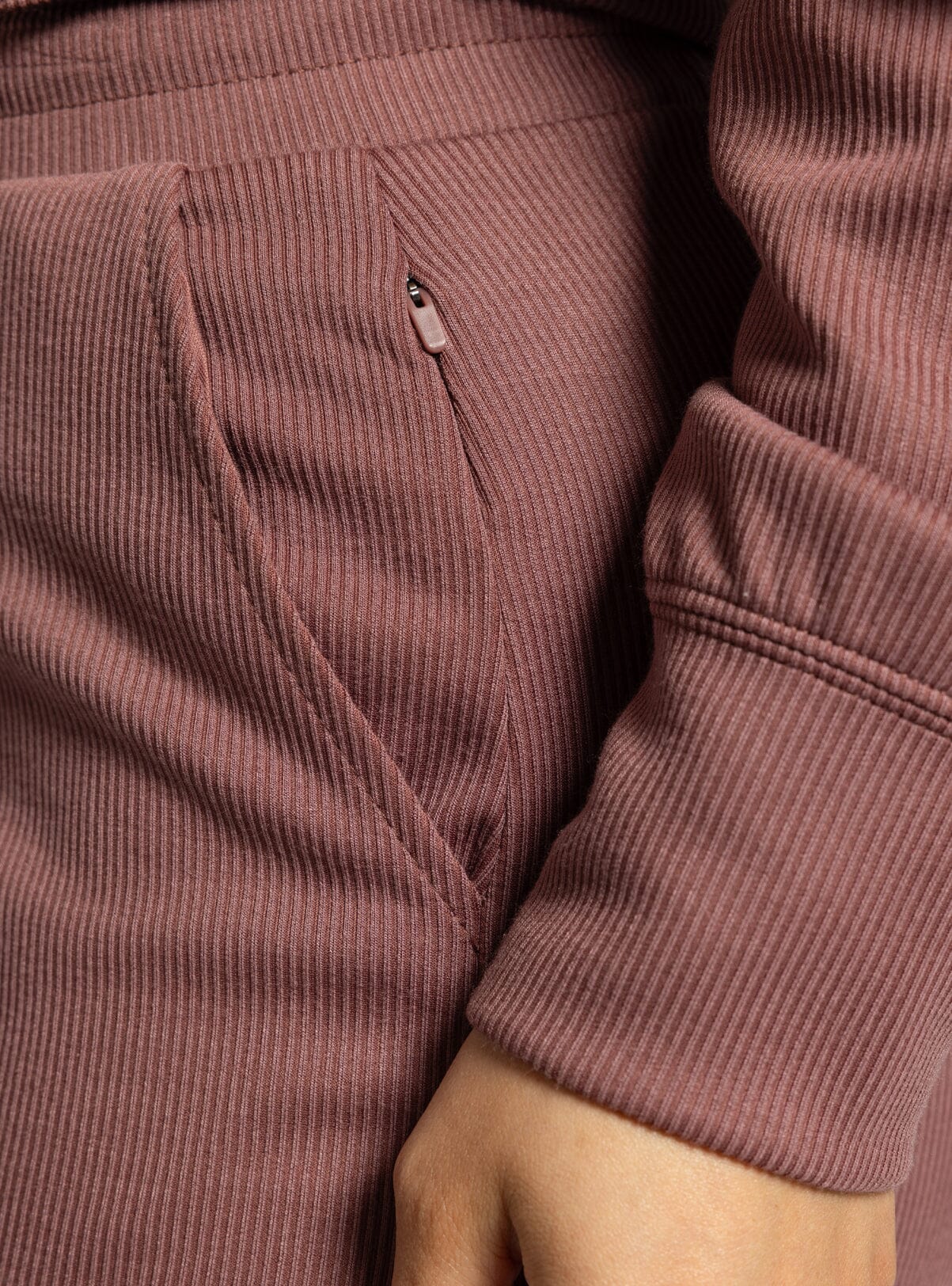 The Kit Ribbed Pants Rose Brown