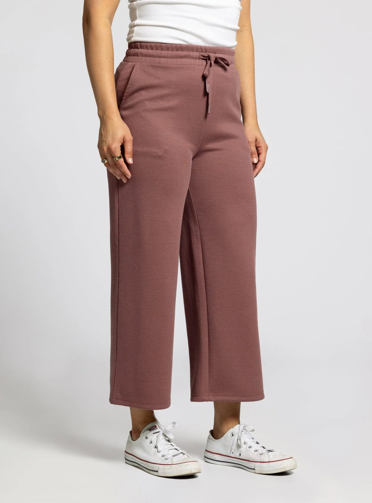 The Kit Ribbed Pants Rose Brown