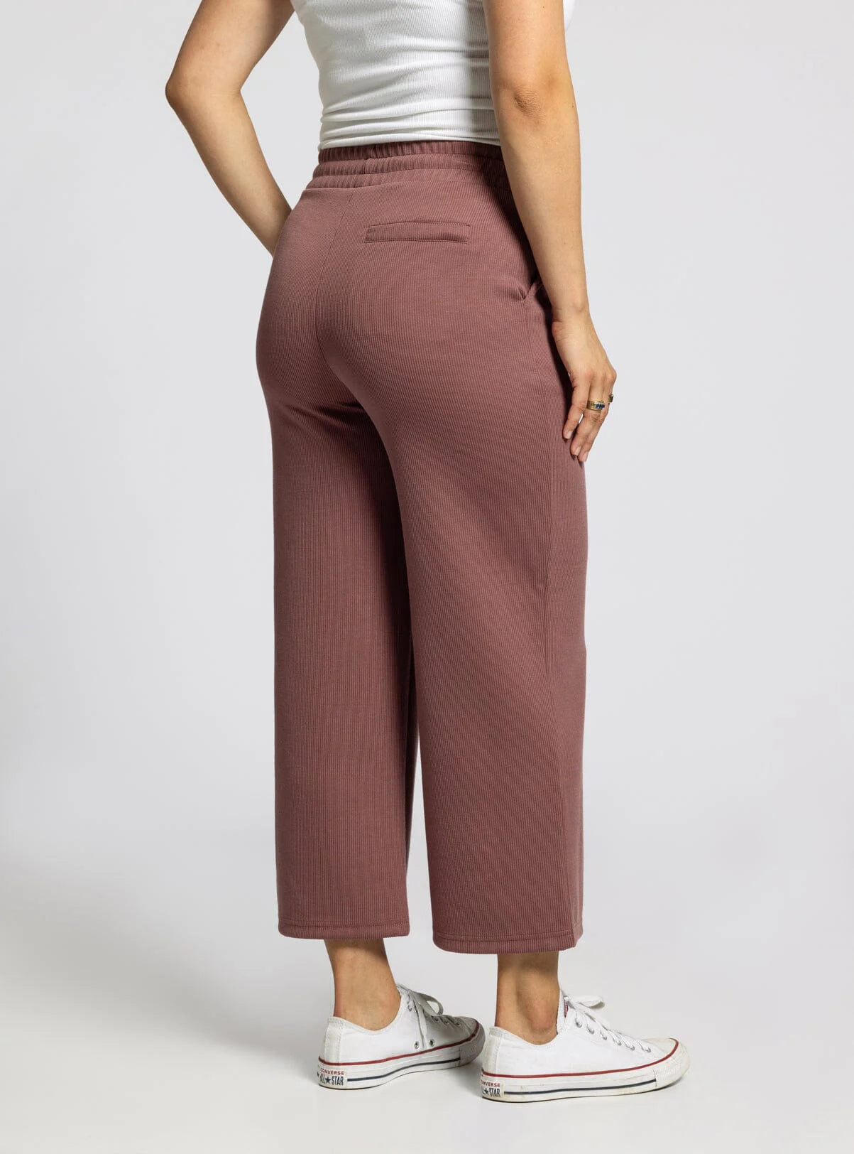 The Kit Ribbed Pants Rose Brown