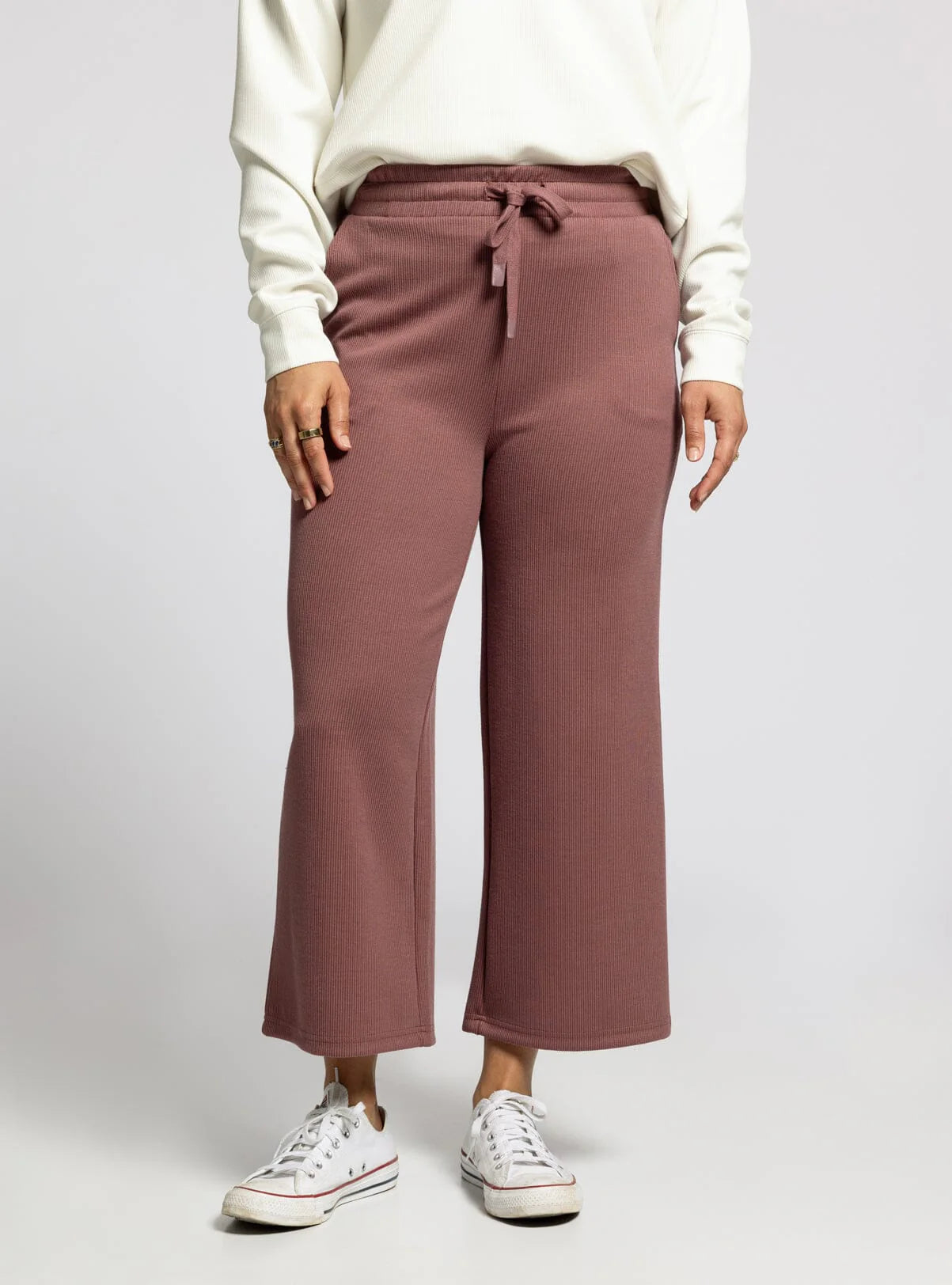 The Kit Ribbed Pants Rose Brown