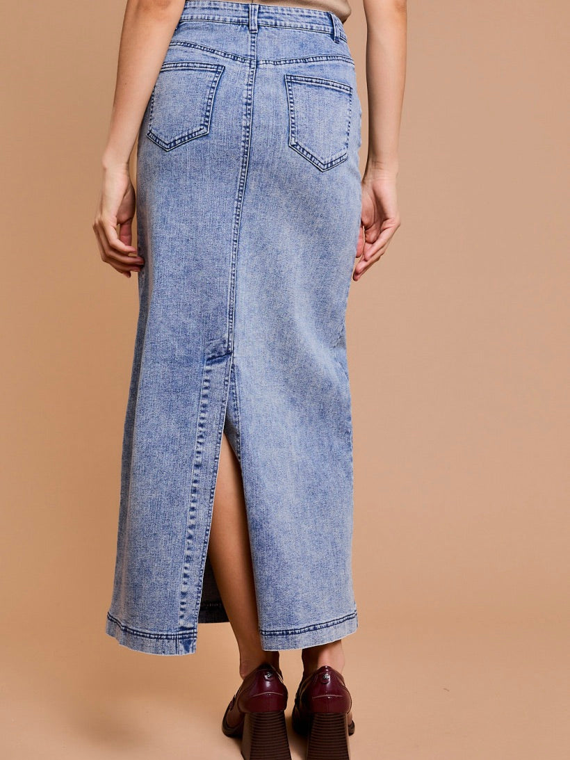 Slay The Day Flare Denim Long Skirt