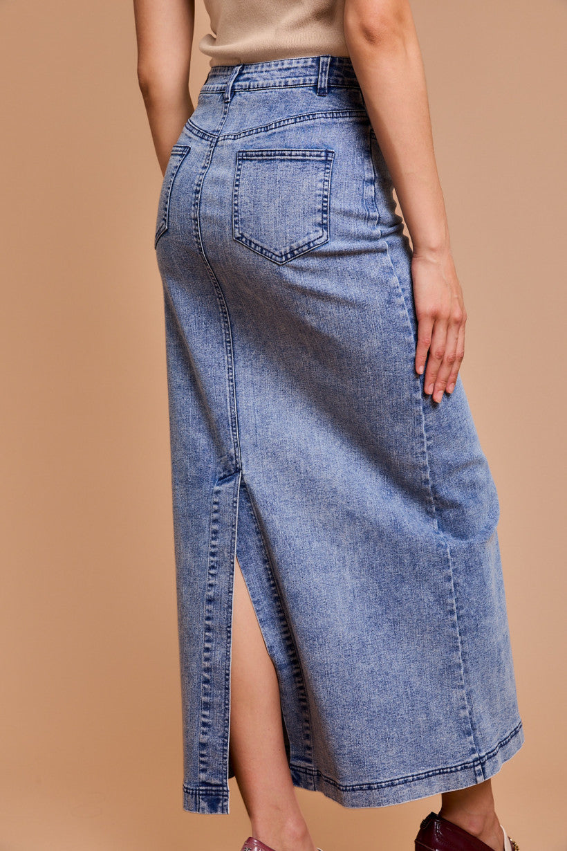 Slay The Day Flare Denim Long Skirt