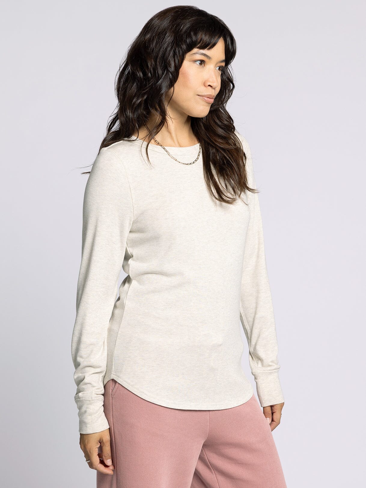 The Stacy Ribbed Top Sand Heather