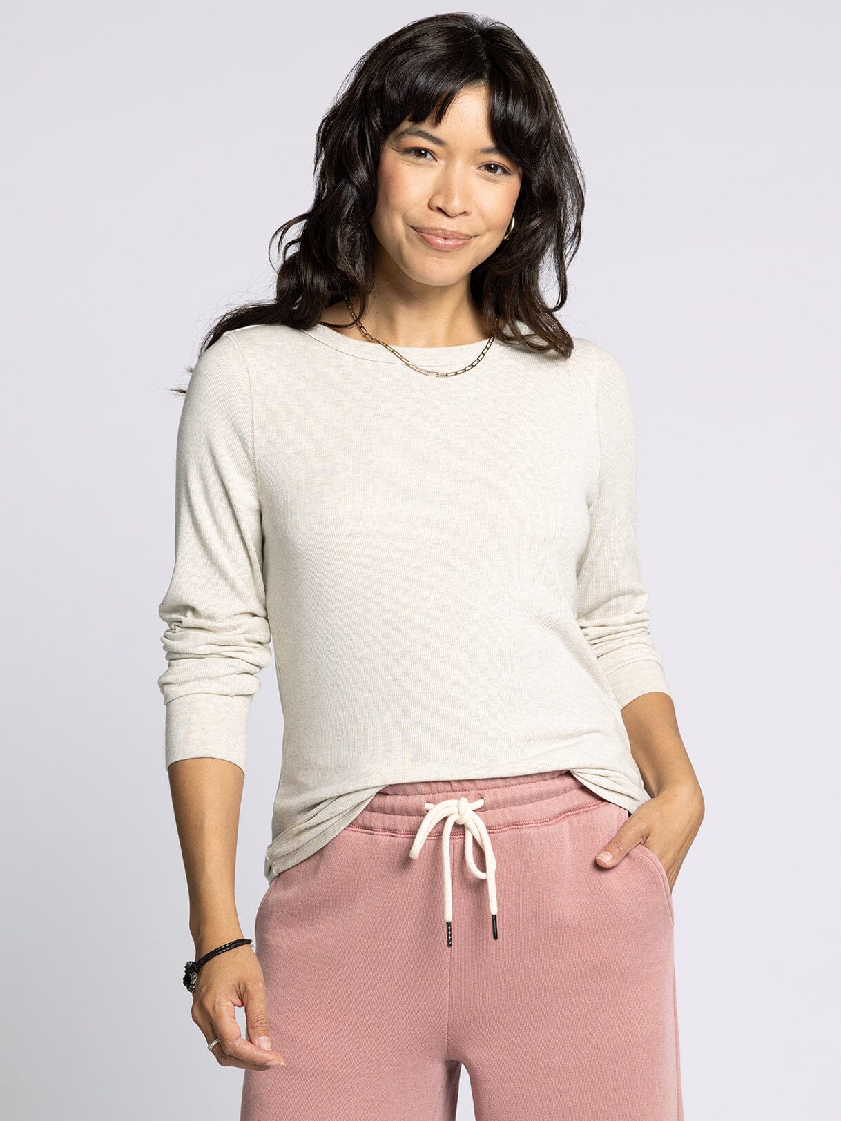 The Stacy Ribbed Top Sand Heather