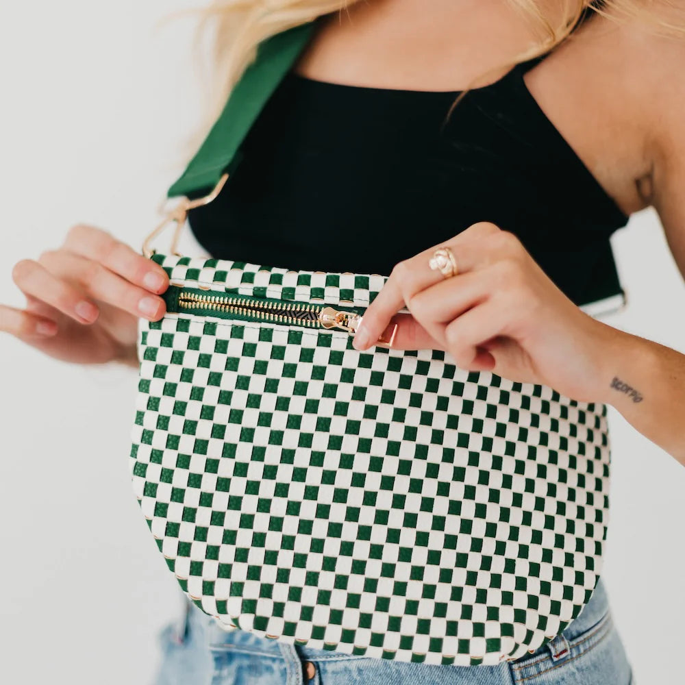 The Westlyn Woven Bum Bag Checkered Emerald
