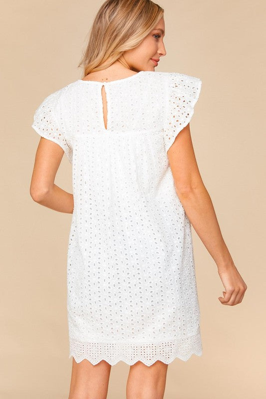 See You Again Eyelet Embroidered Dress Small