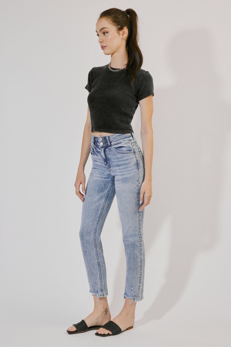 The Charlotte High Rise Slim Straight Denim