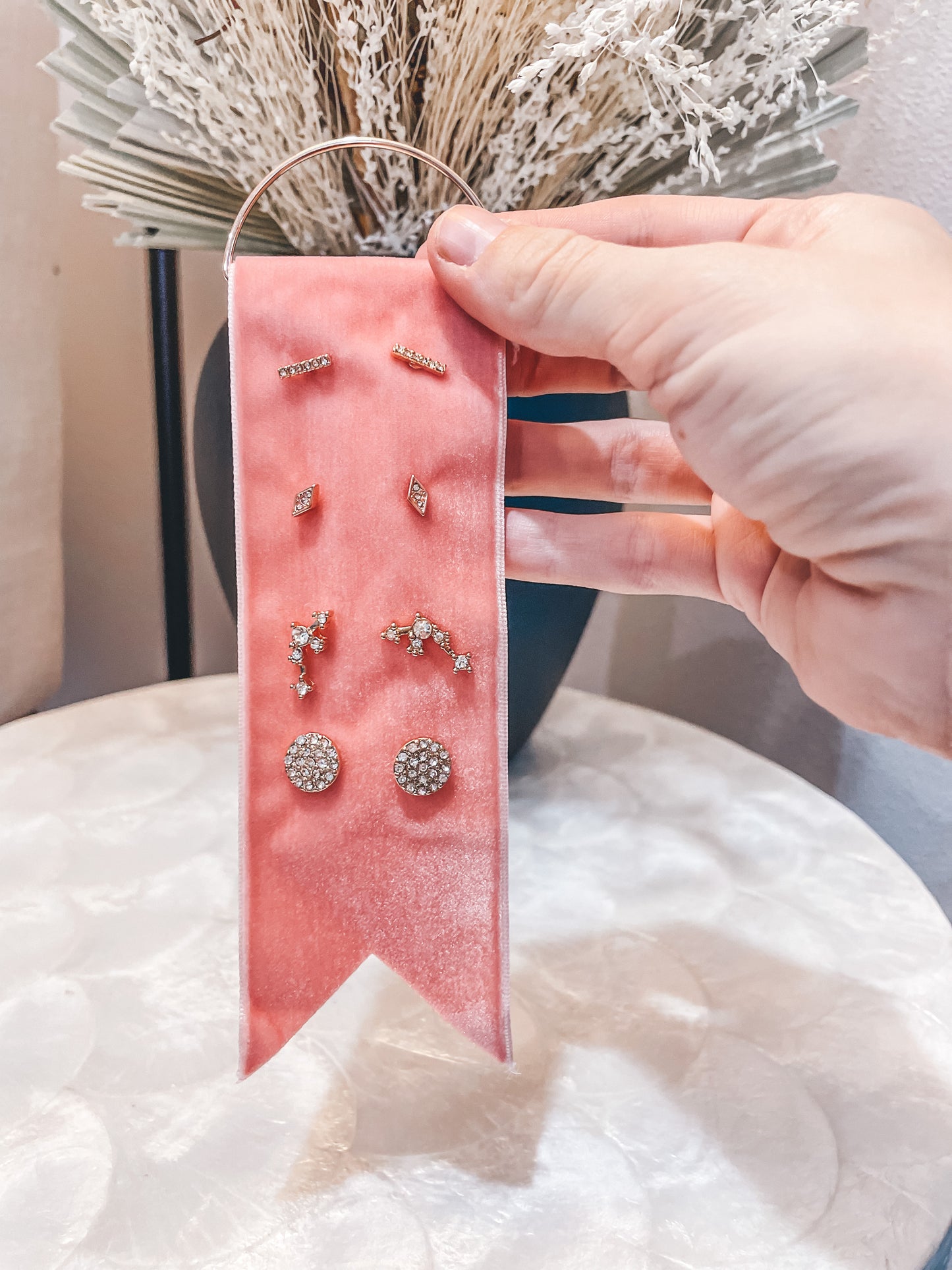 Pave Velvet Earring Gift Set Rose Gold