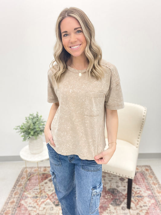 Every Day Style Mineral Wash Tee Taupe