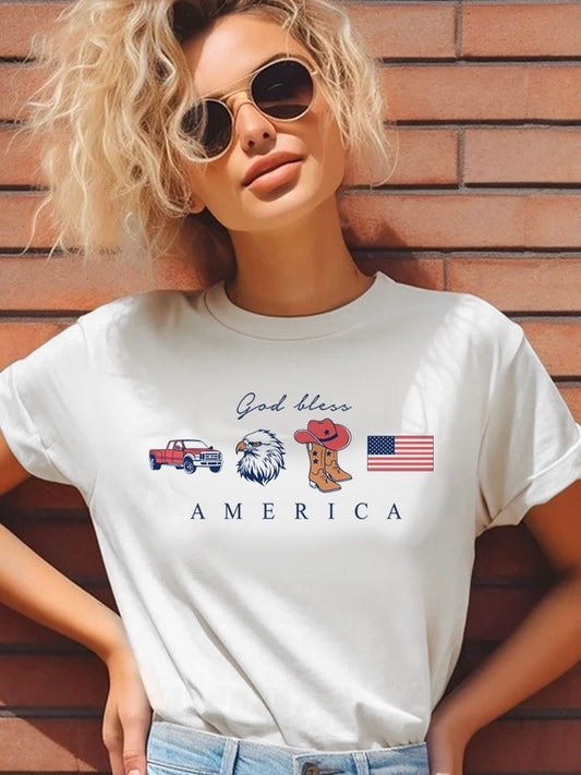 God Bless America Graphic Tee White