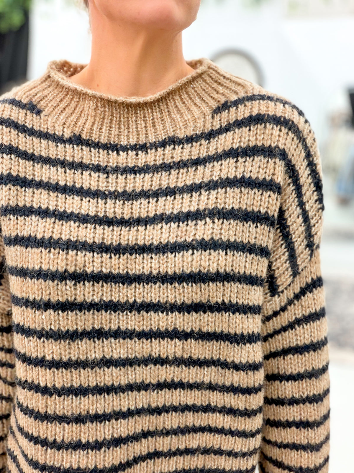 No Regrets Stripe Knit Sweater Camel/Black