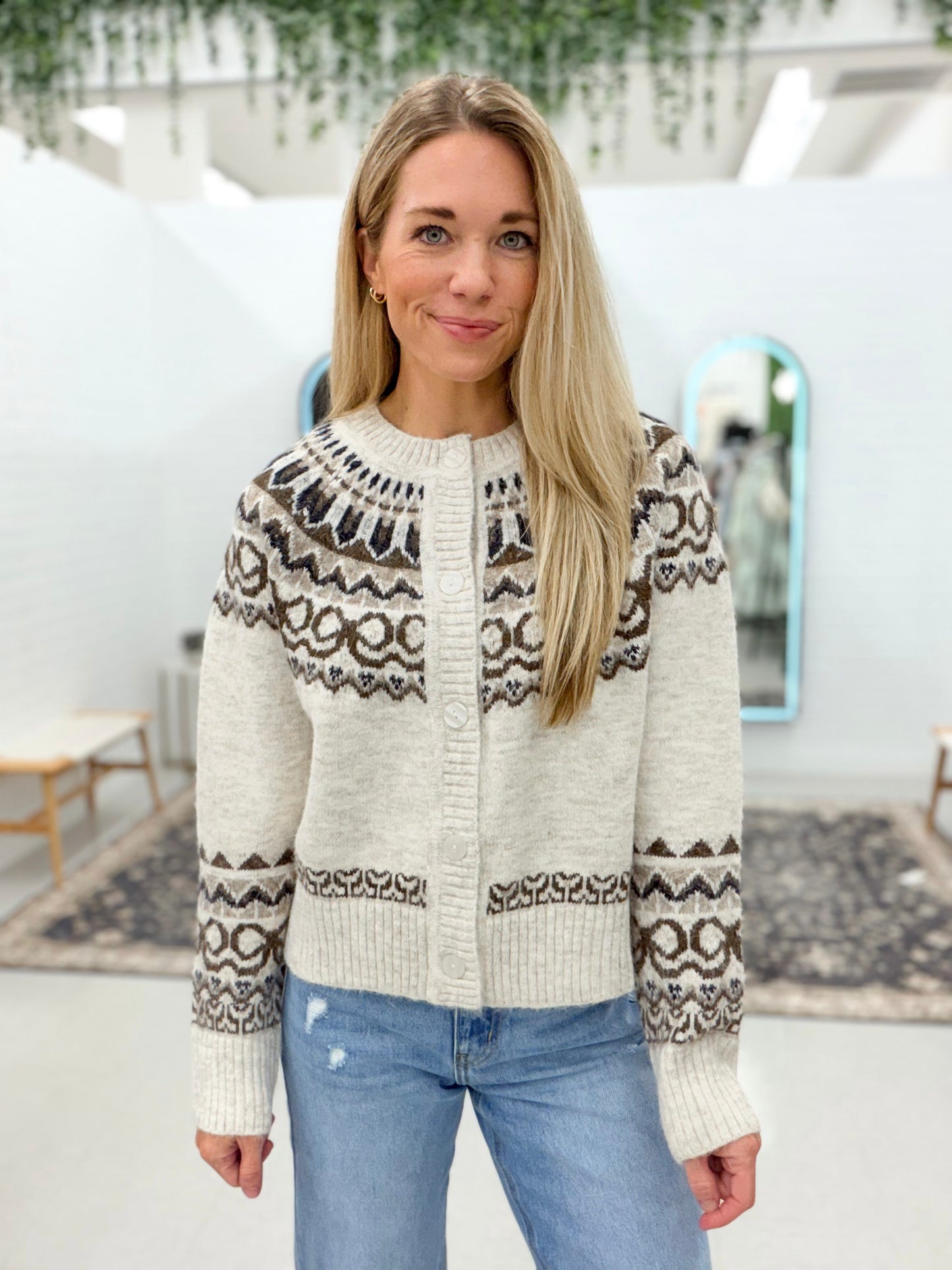 Stay Cozy Nordic Wool-Blend Cardigan Oatmeal/Brown
