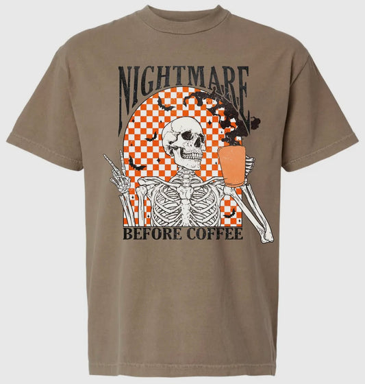 Nightmare Before Coffee Tee Faded Brown