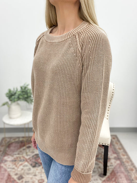 True Self Washed Knit Sweater Mocha