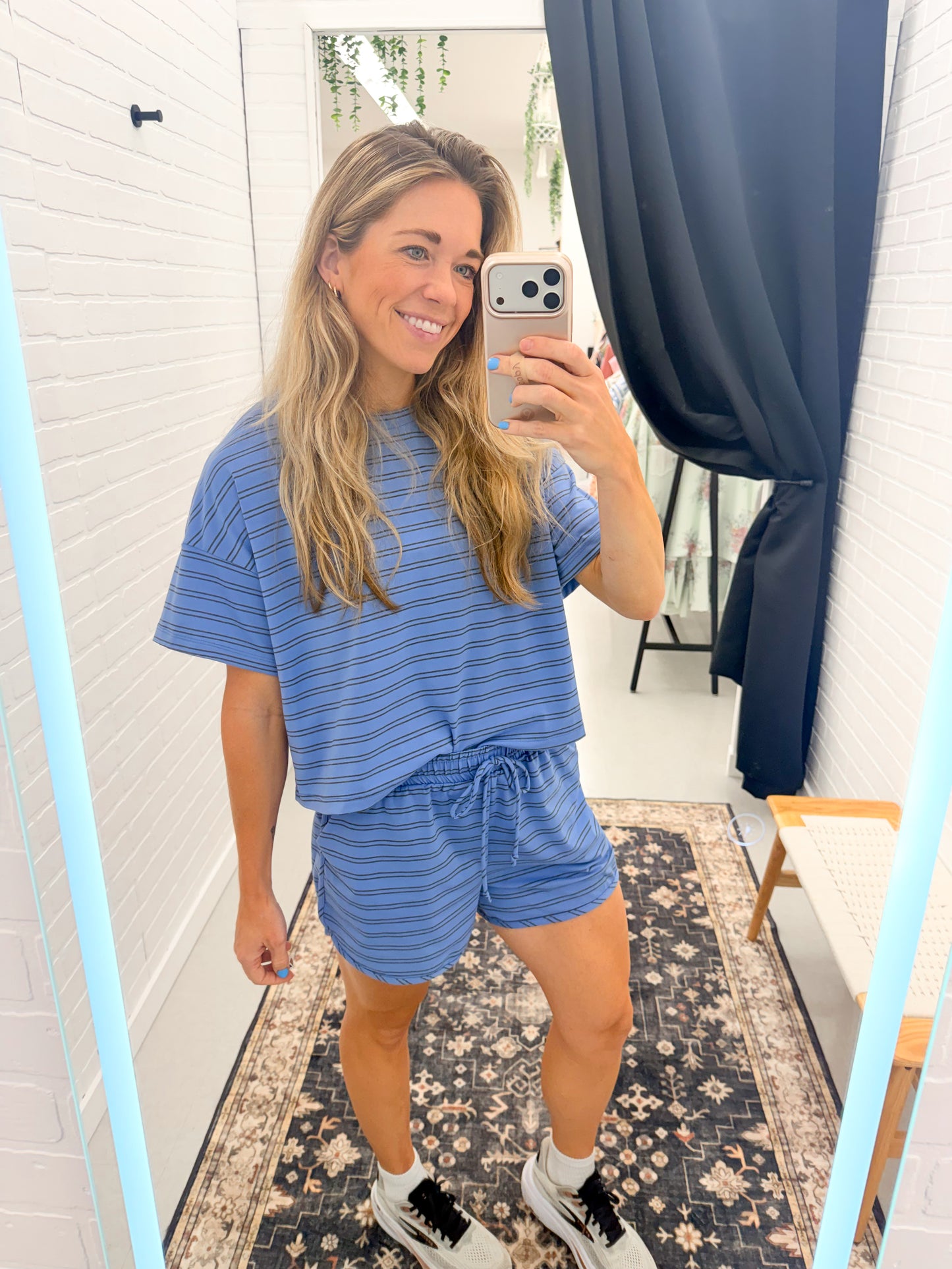 Every Day Stripe Lounge Set Blue