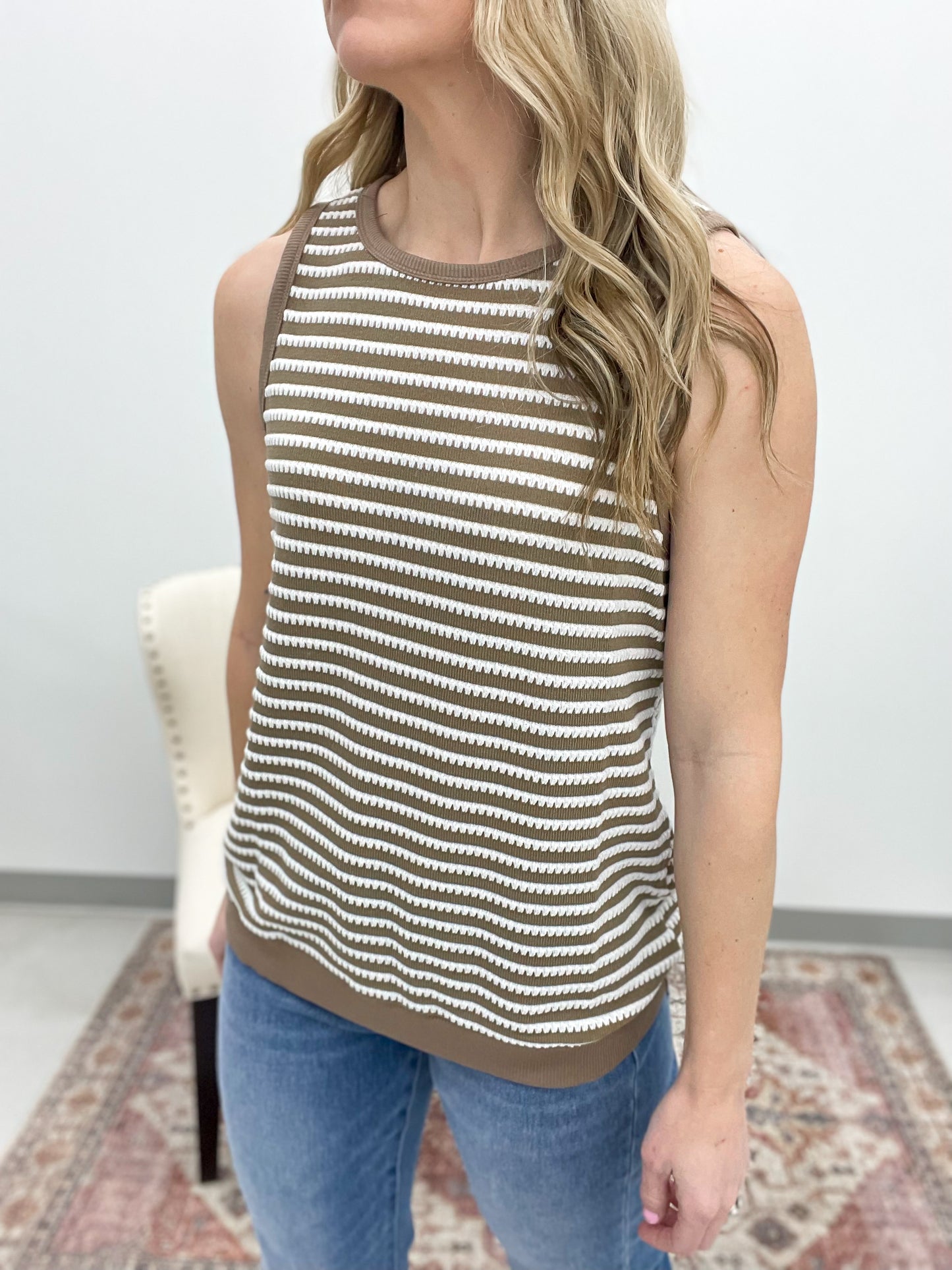 Seaside Textured Knit Tank Latte