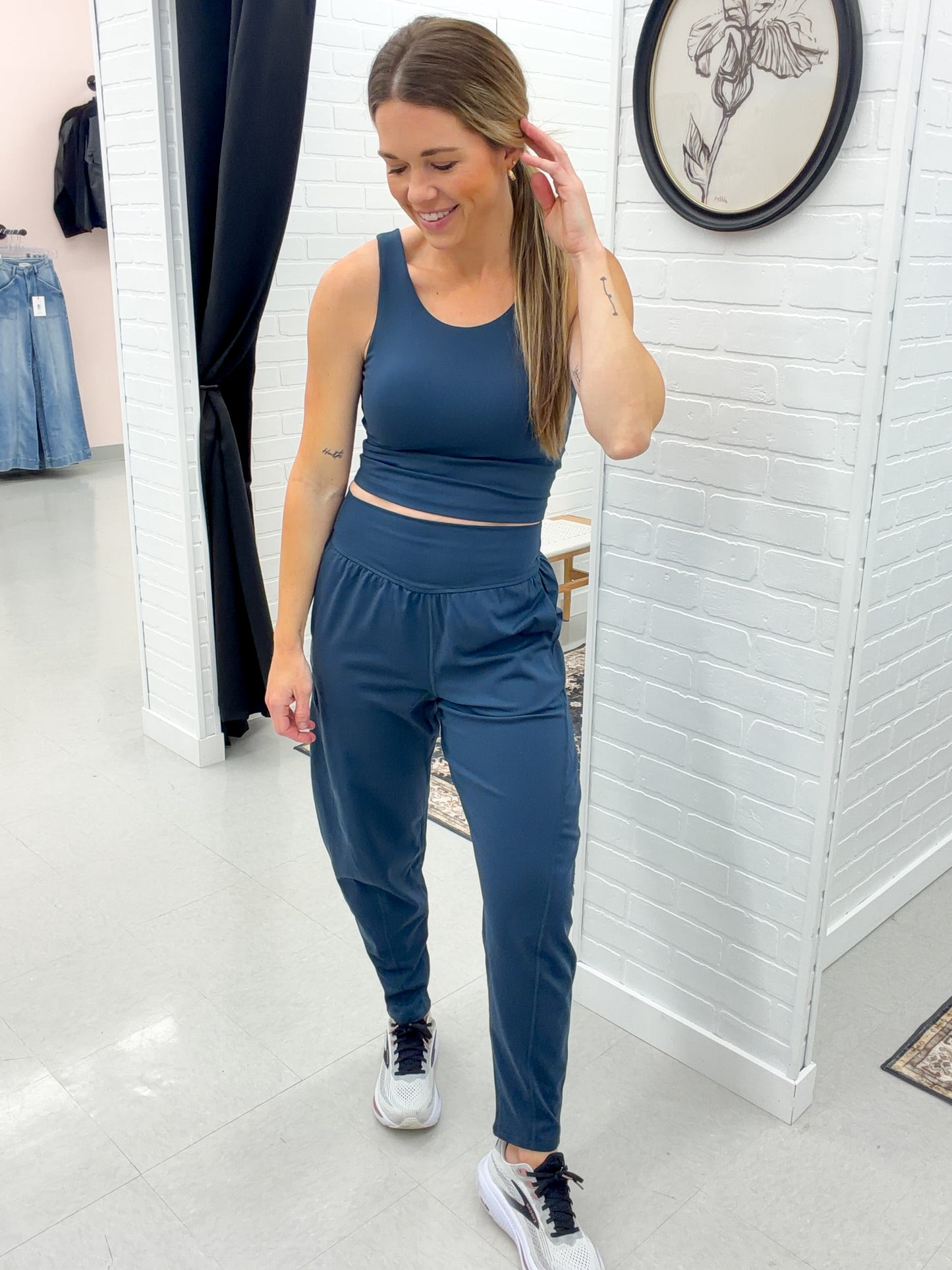 Goal Getter Athletic Tank And Barrel Joggers Set Navy