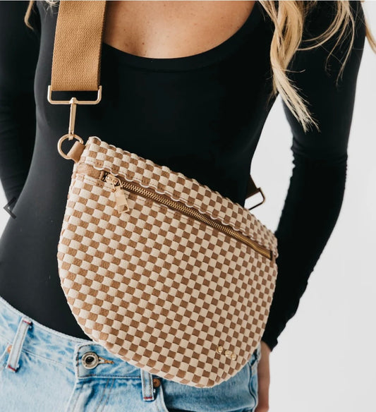 The Westlyn Woven Bum Bag Checkered Tan