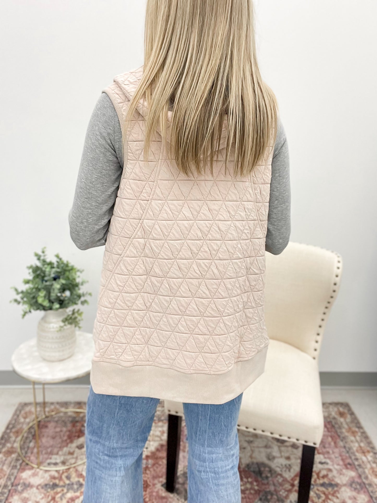 Looking For You Quilted Vest Ivory Blush