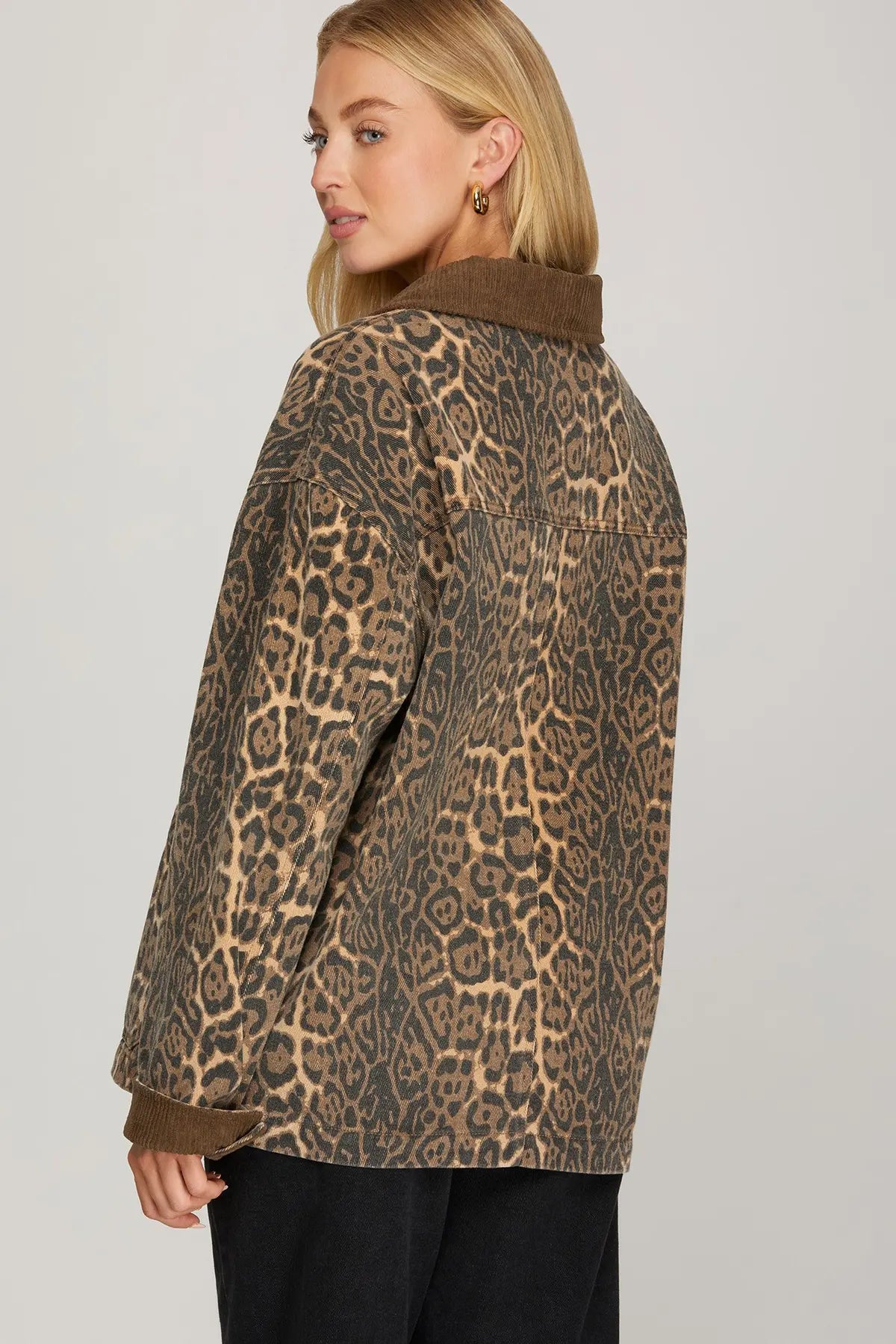 Trendsetter Washed Barn Jacket Leopard Print