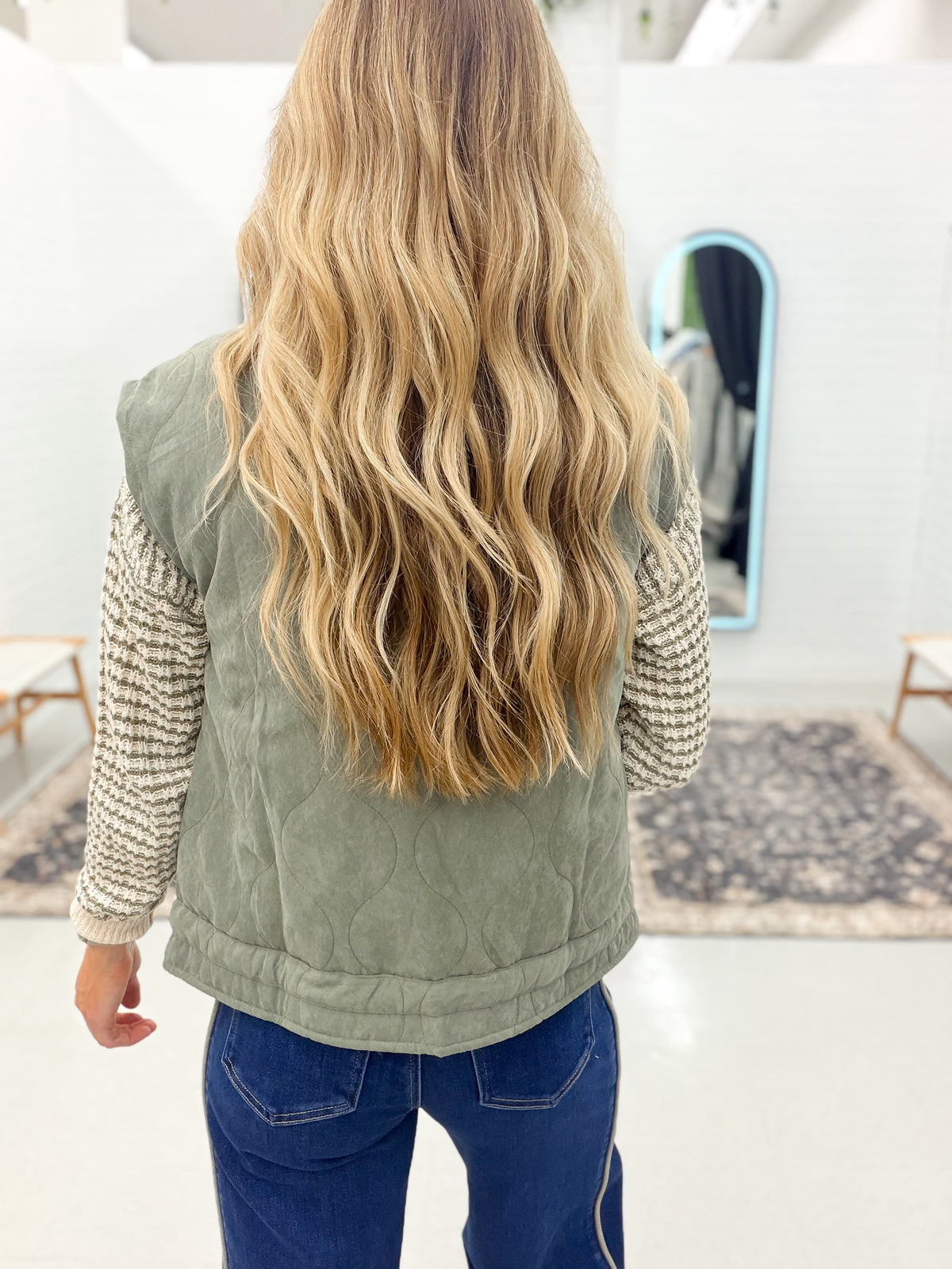 She's Proof Quilted Puffer Vest Olive