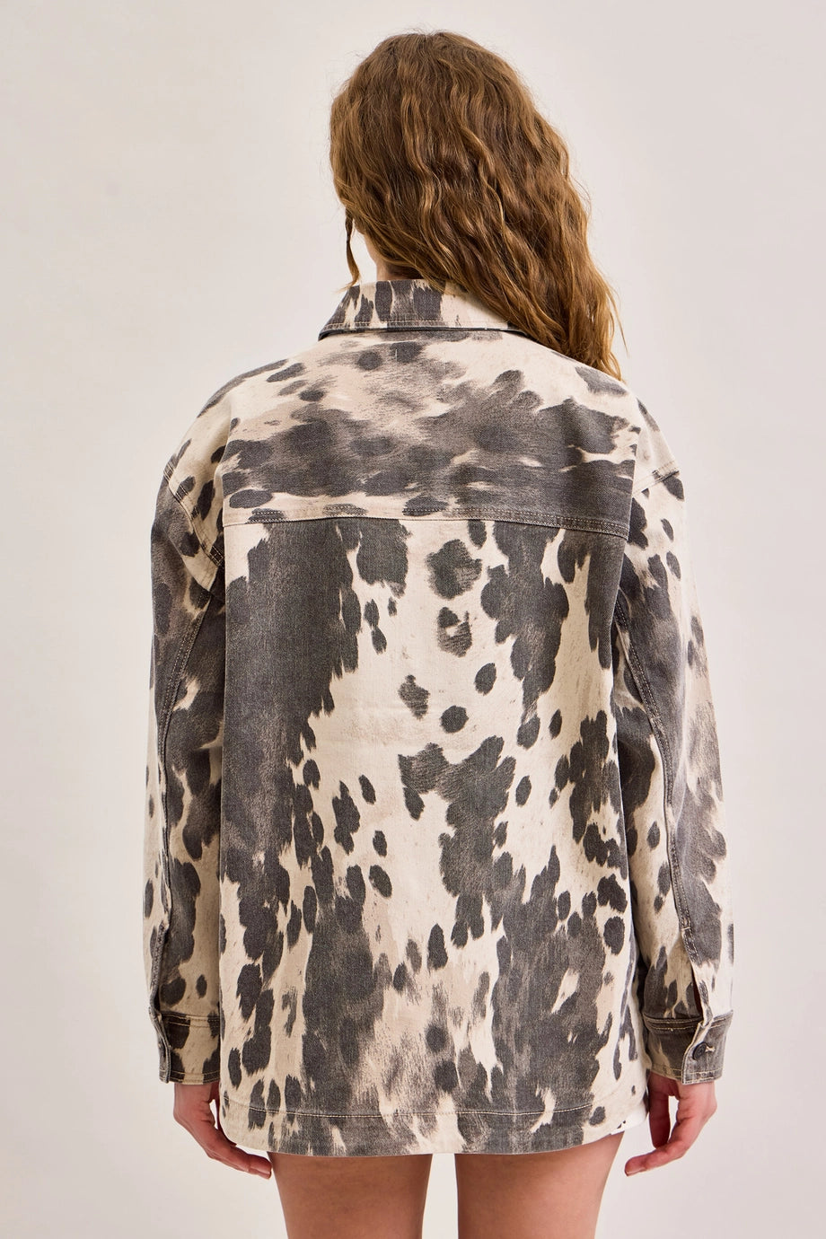 Hidden Cow Print Oversized Jacket