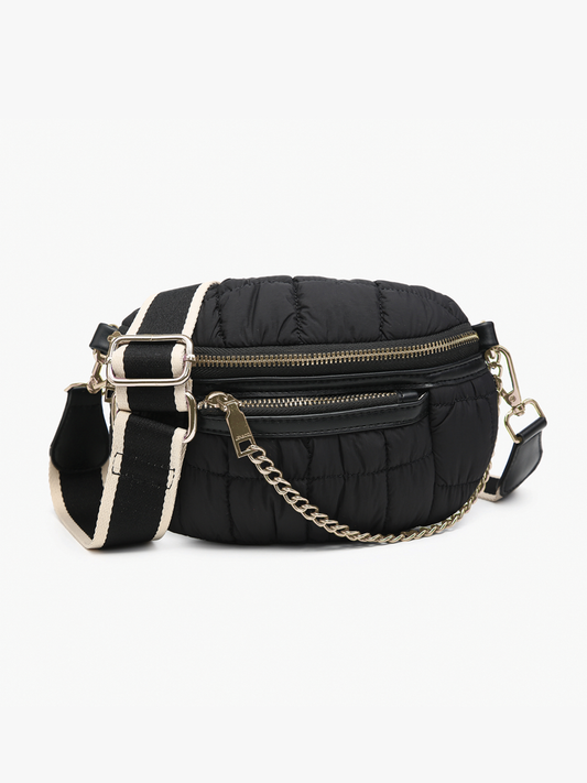 The Mabel Quilted Nylon Belt Bag Black