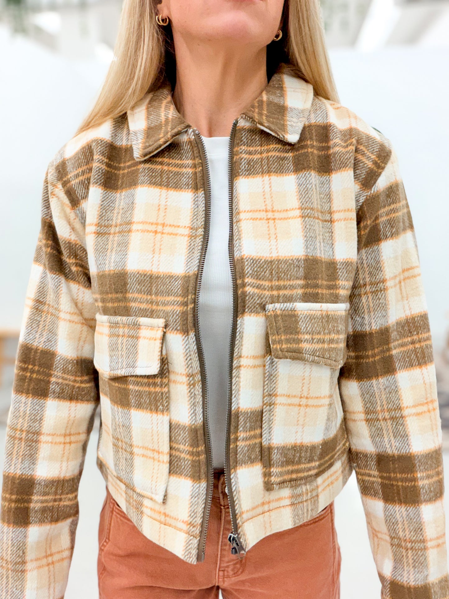 The Marshall Plaid Jacket Brown Orange