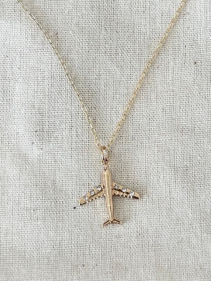 Airplane Travel Necklace 18K Gold-Filled