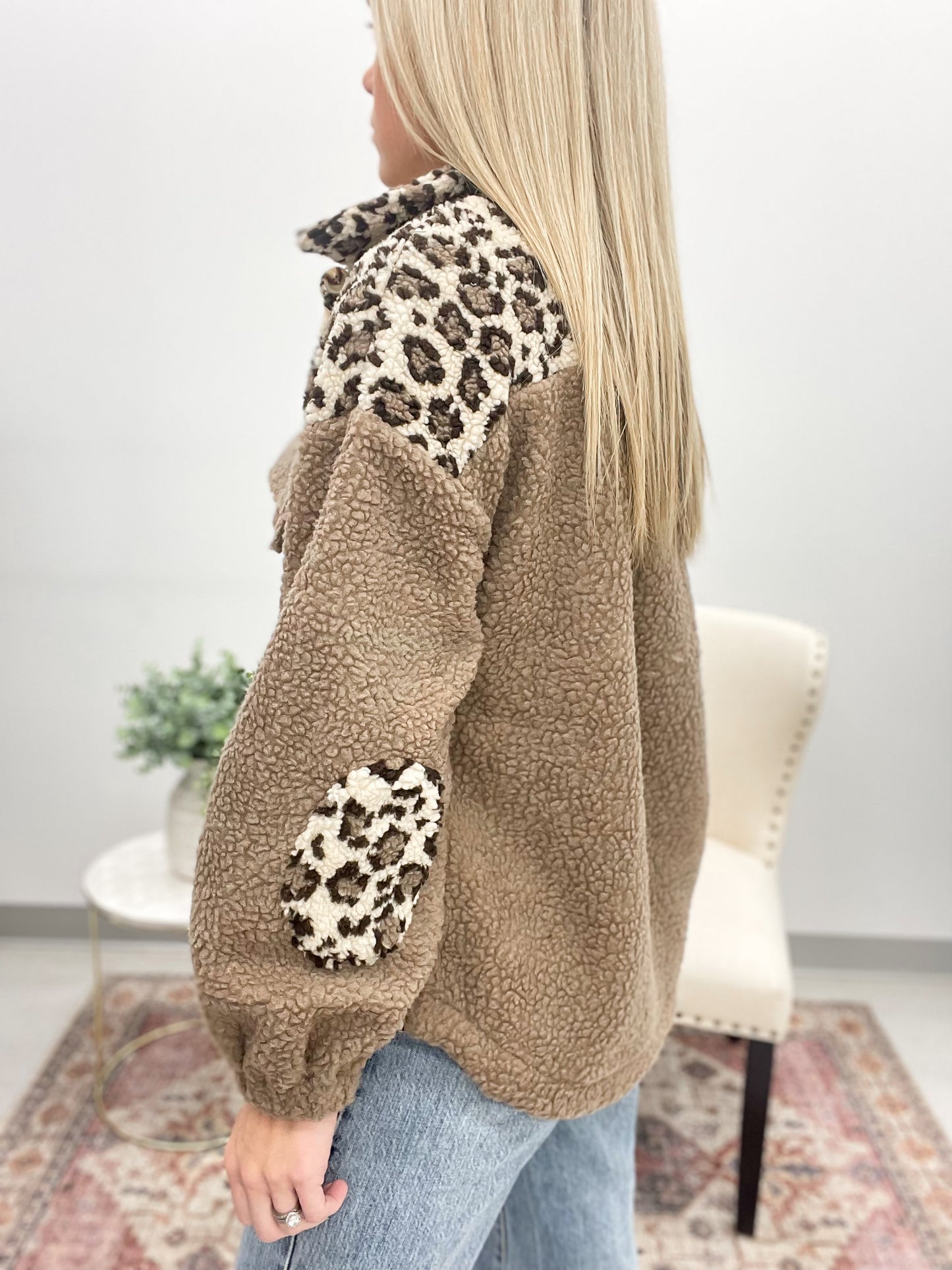 Lately Now Sherpa Leopard Contrast Jacket S-3X