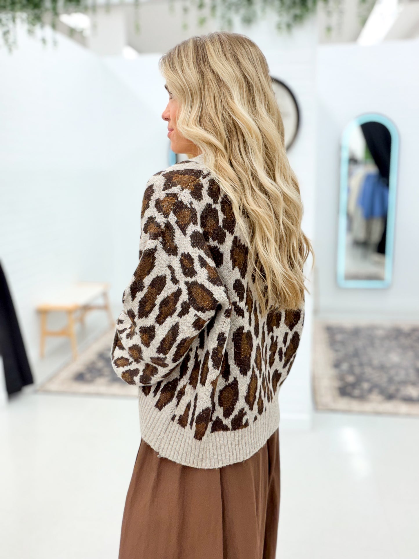 This Feeling Leopard Print Button Down Sweater Cardigan