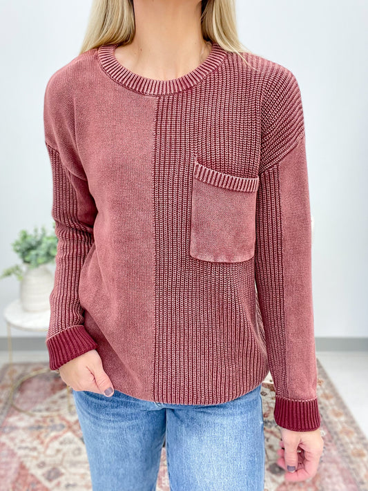 Flip Side Textured Knit Sweater Wine