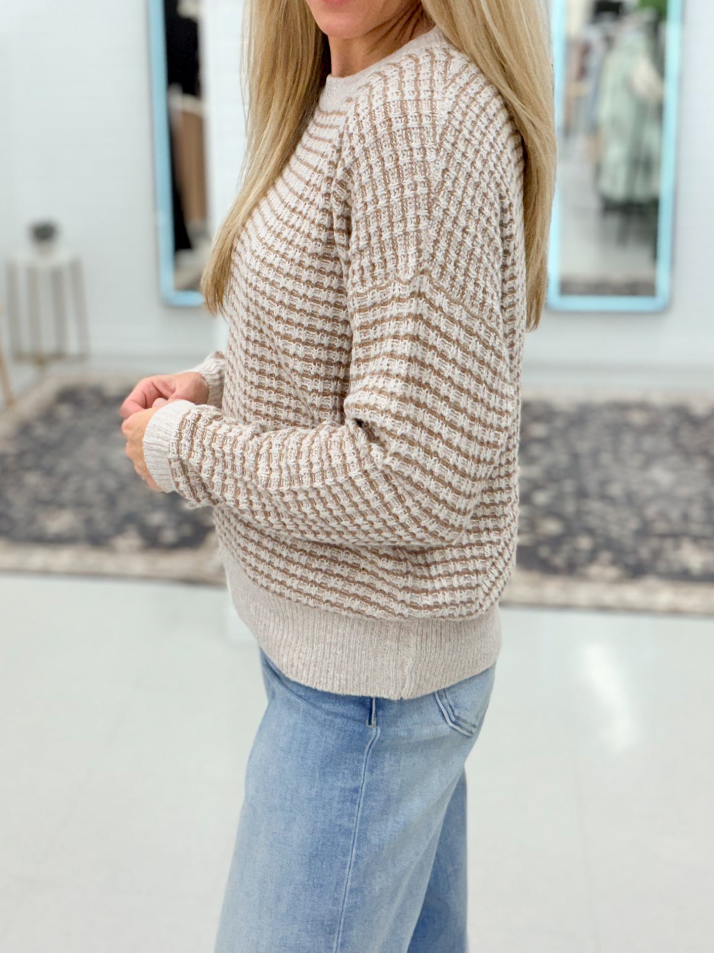 Why Wait Textured Pullover Sweater Taupe