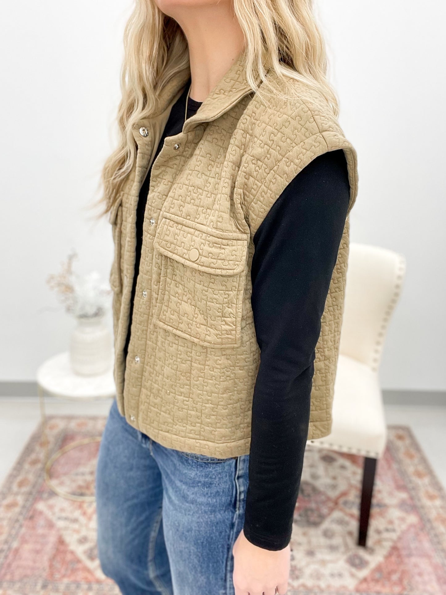 Pieces Of Me Quilted Vest Mocha