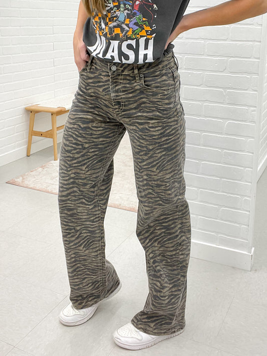 Hidden High Rise Logan Dad Jeans Tiger Stripe